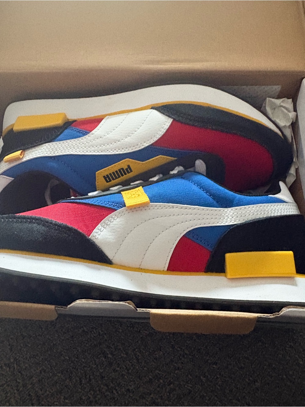 Puma Kids Retro Runner Sneakers in Blue, Red, White & Yellow